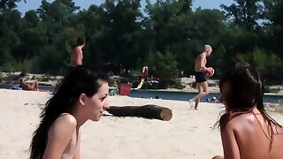 Nude beach lady gets..